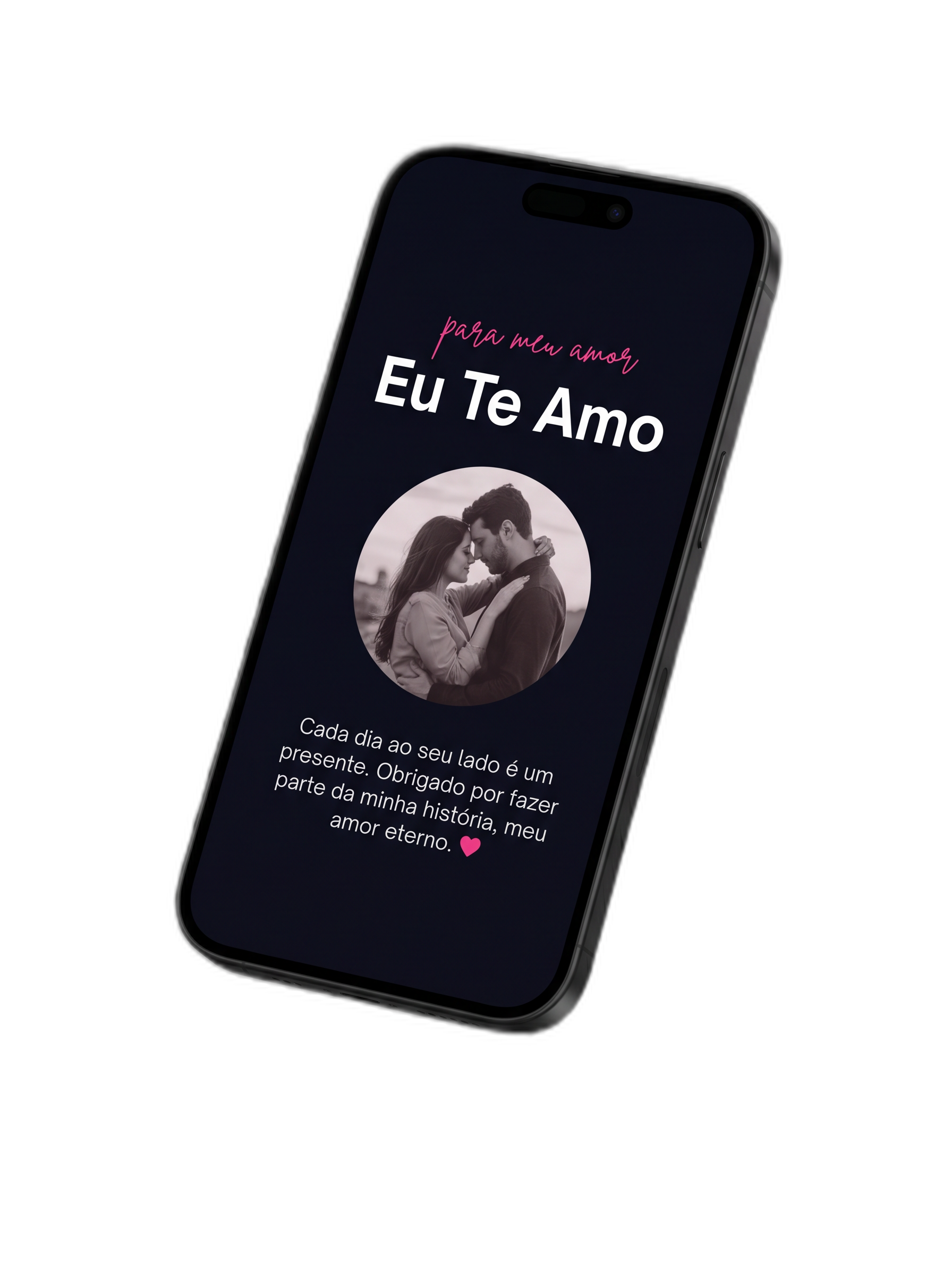 Funcionalidade Mensagem Principal — mockup da tela do QRLove